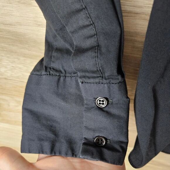 Zara Ruffle Poplin Black Button Blouse Women’s XS - Picture 6 of 7